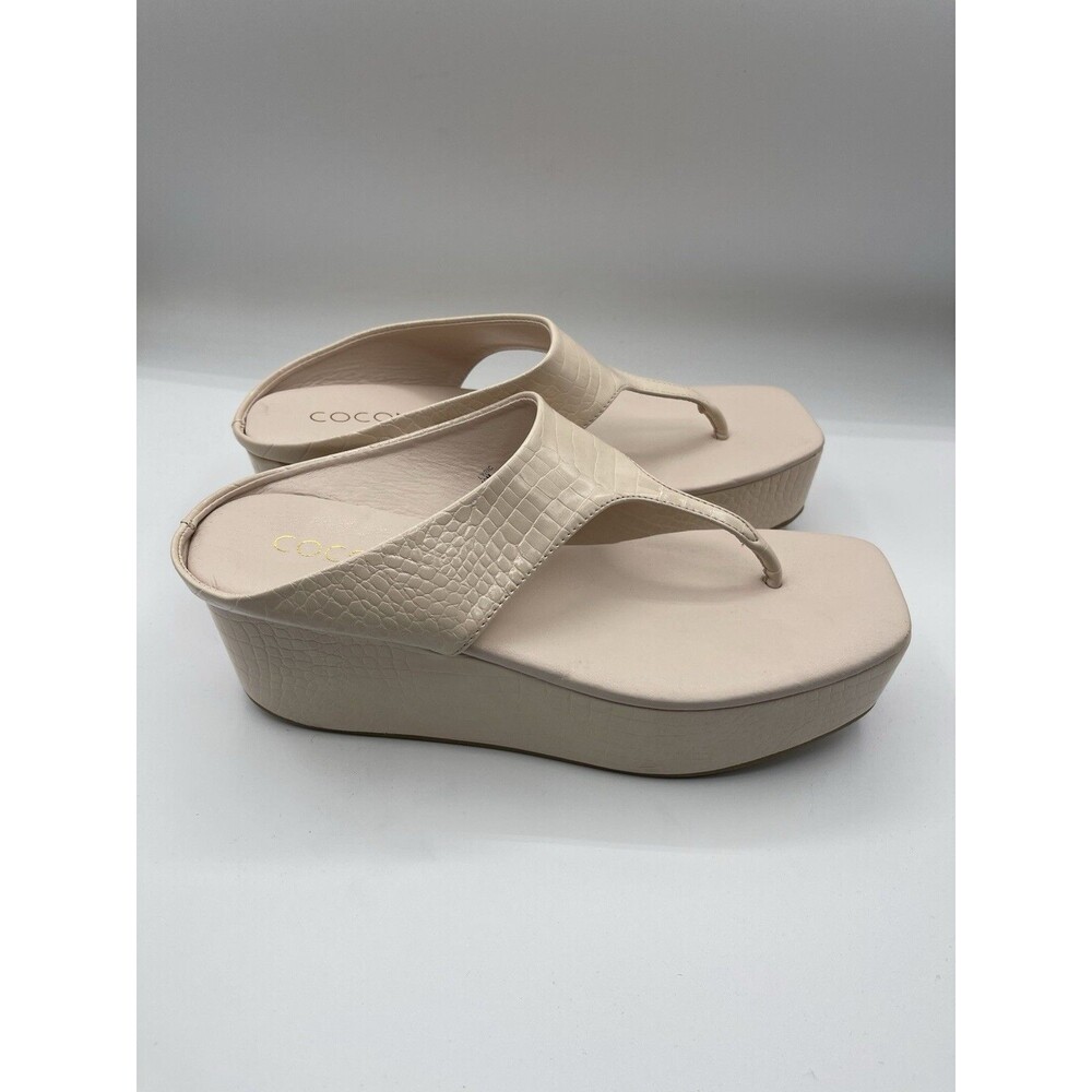 Coconuts by Matisse Platform Sandals Women Ivory Lyric Croc Vacay Size 10M New